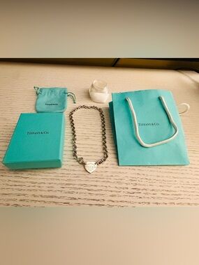 AUTHENTIC Tiffany & Co. Sterling Silver Heart Tag CHOKER NECKLACE
